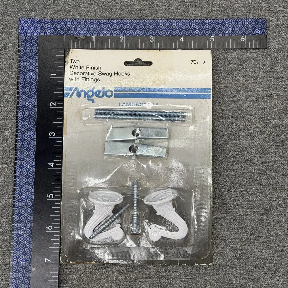 Vintage 1980s Angelo White Decorative Ceiling Swag Hooks NOS Item 70770 USA